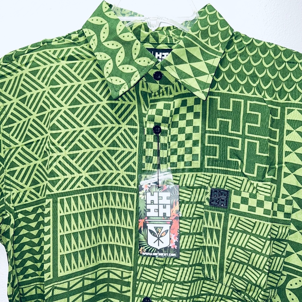 NWT Hawaii's Finest Men's Green Button Down Shirt sz XXL 2X NEW - Picture 2 of 3